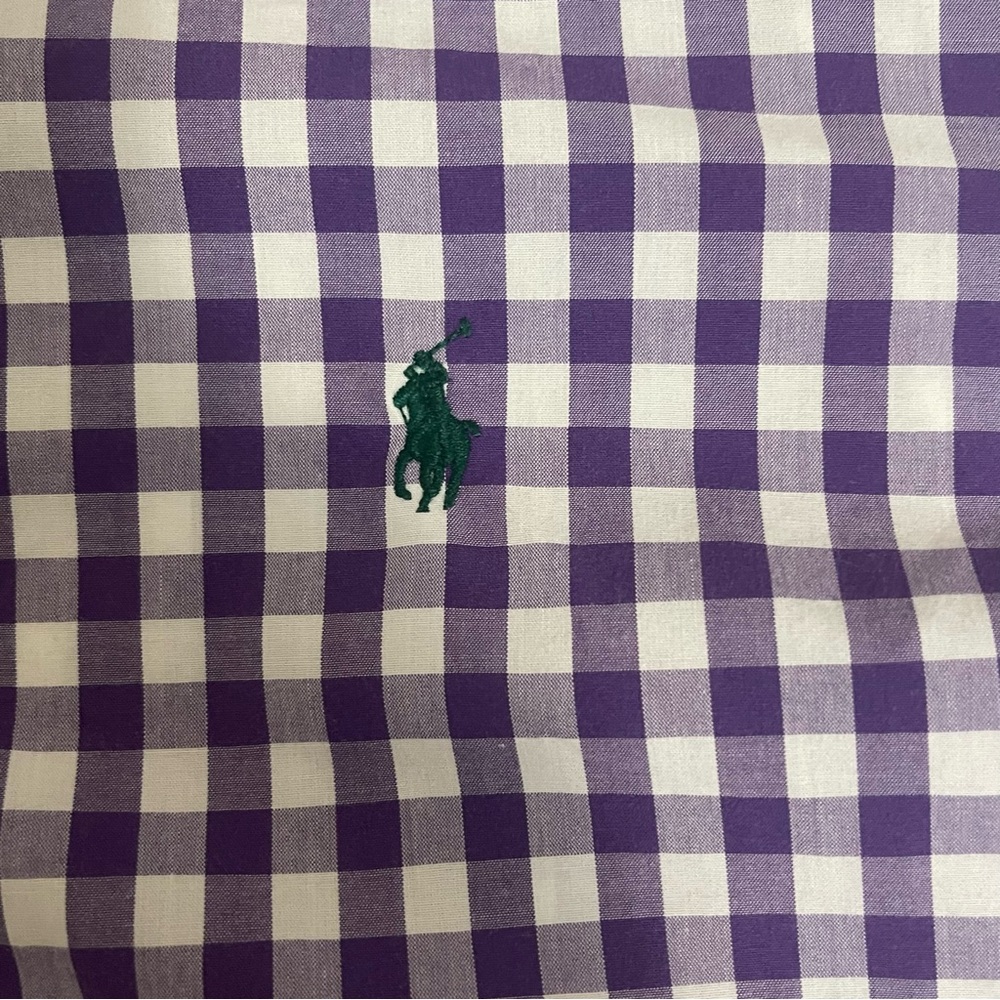 Polo Ralph Lauren Button Down Long Sleeve Shirt XL Purple Gingham Checkered - Picture 10 of 10